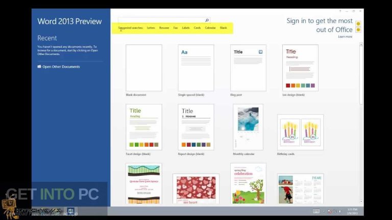 Getintopc Microsoft Office 2013 User Interface
