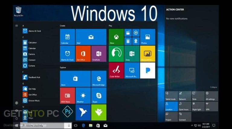 Getintopc Windows 10 Pro user interface