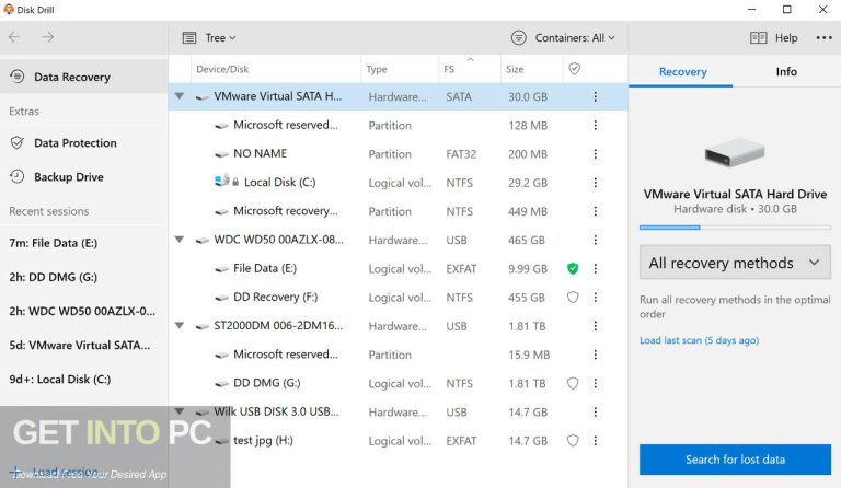 getintopc Disk Drill User Interface