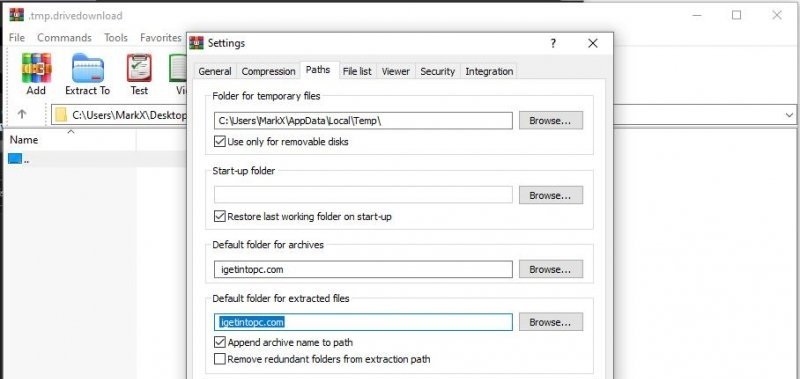 WinRAR 7 user interface